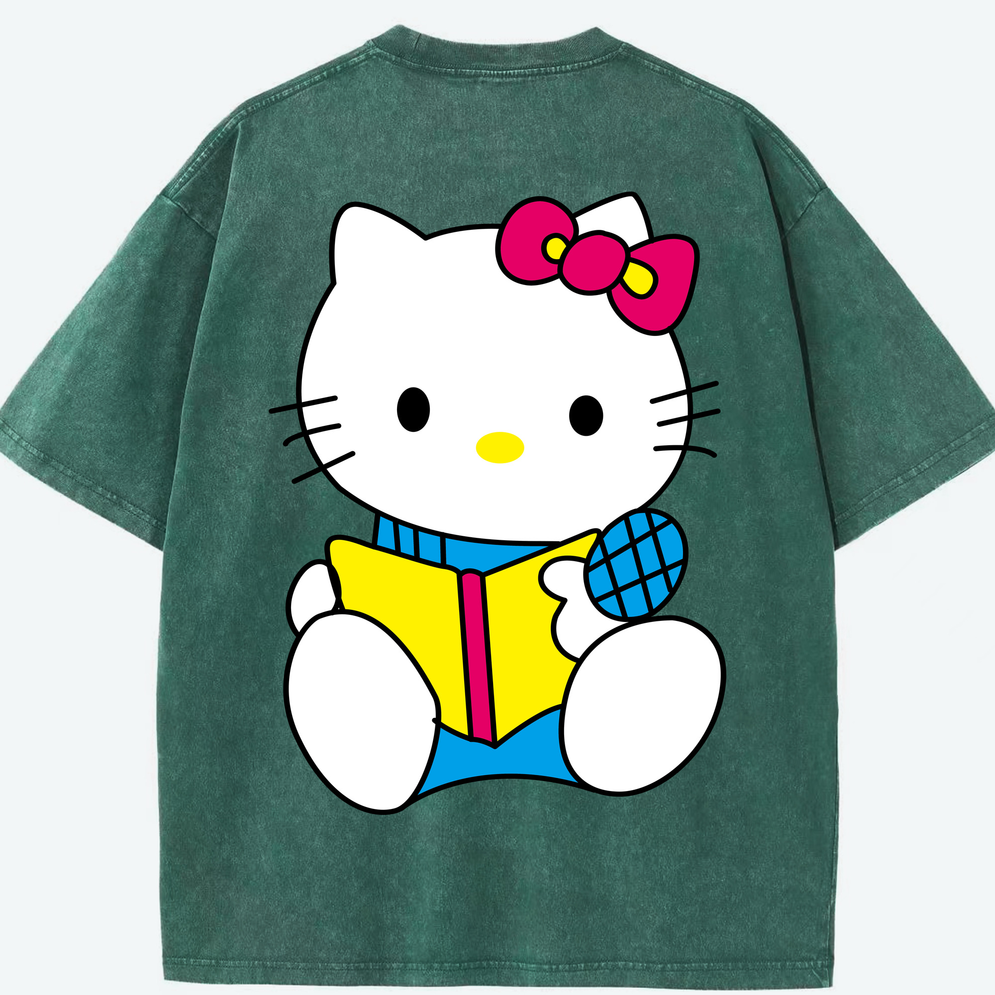 （画像用） Hello Kitty ハローキティ 綿100% ヴィンテージ風 半袖Tシャツ（背面プリント）